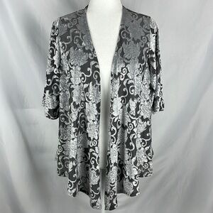 NWT Knox Rose Floral Velvet Open Waterfall Cardigan  Kimono Size S Romantic